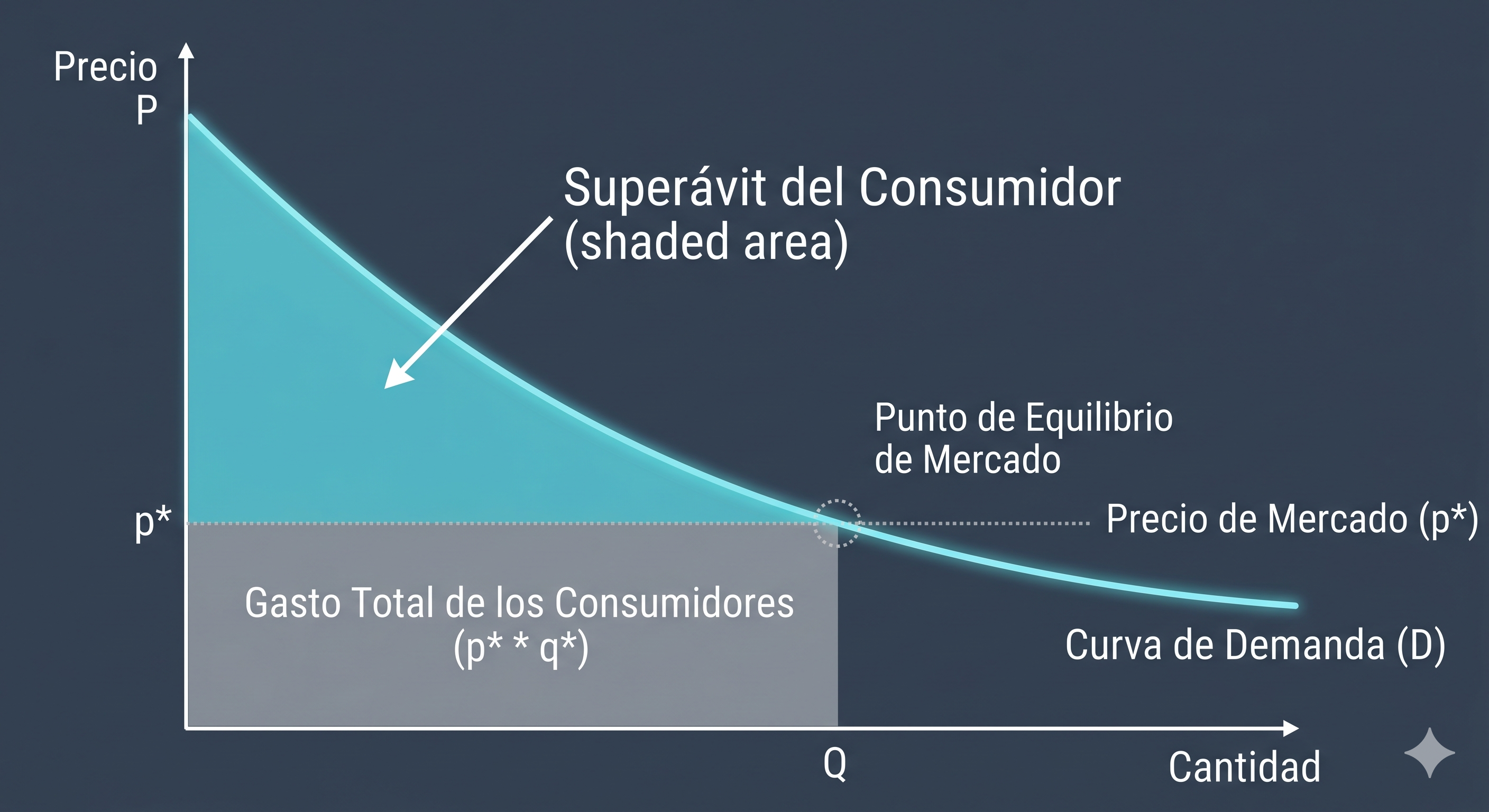 Gráfica del concepto de superávit del consumidor